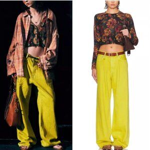 NWT R13 Damon Wide Leg 24/25/26/27/28 Vibrant Yellow